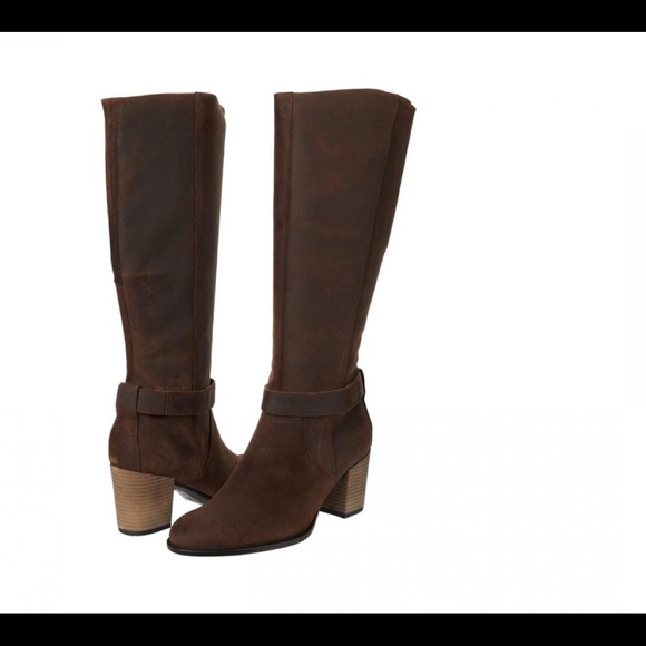 ECCO SHAPE 55 DARK CHOCOLATE BROWN SUEDE LEATHER KNEE HIGH BOOTS